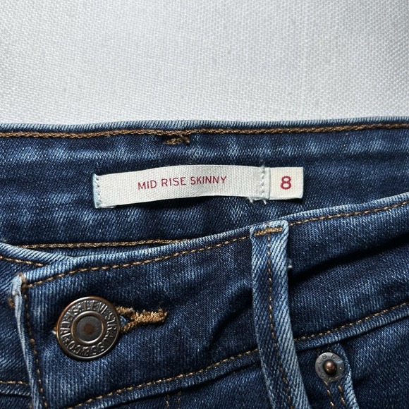 Levi Strauss Skinny Stretch Jeans Womens 8 Blue Denim Mid Rise Zip Fly‎ - Picture 4 of 11